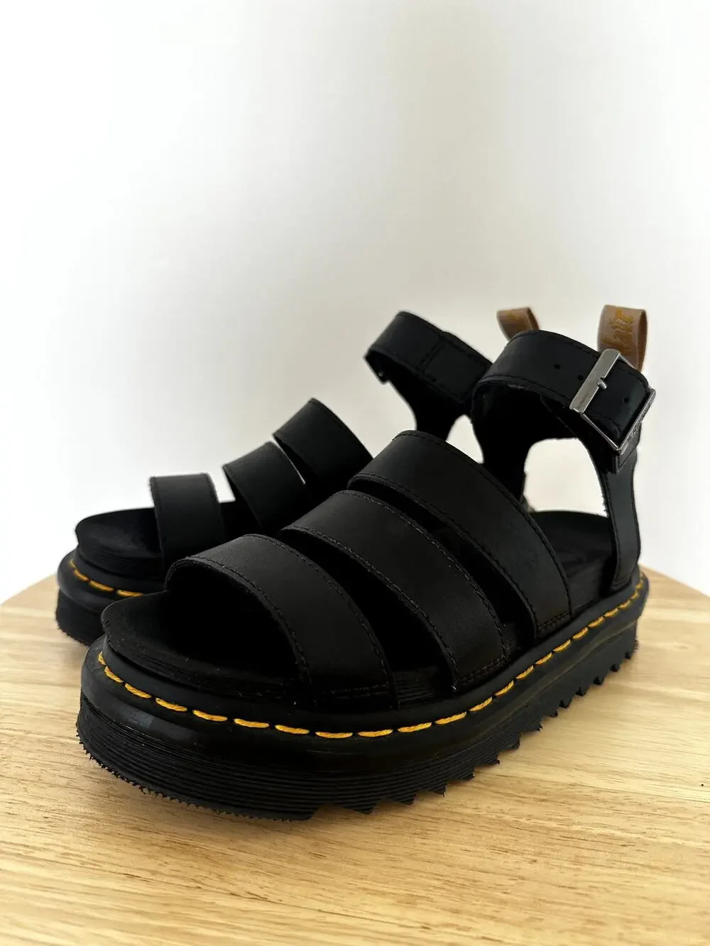 Dr. Martens Vegan Blaire Platform Sandals Black Strappy Women's Size 5 US / 3 UK